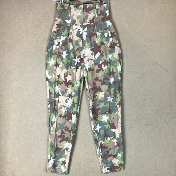 Elisabetta Franchi Pants - Elisabetta Franchi‎ Denim Pantalon Cargo Star Camouflage Pants Women’s size 25